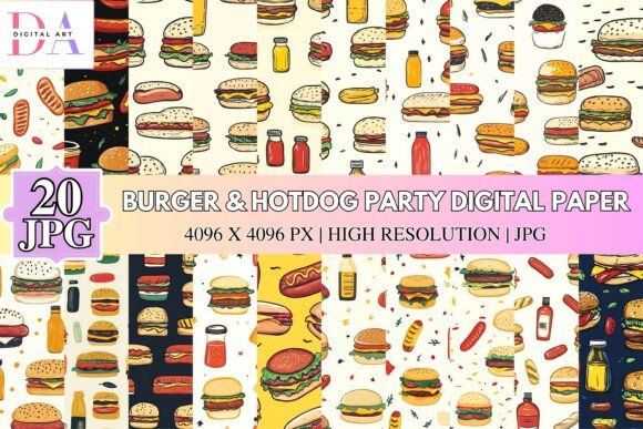 Burger Hotdog Party Digital Paper: A Versatile Resource for Creative Projects