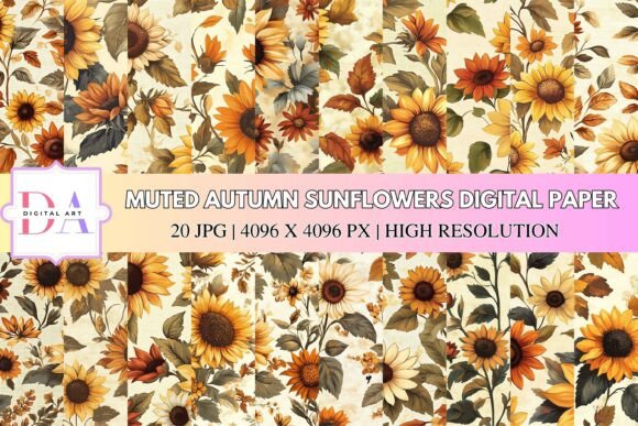 Celebrating Autumn Aesthetics: The Timeless Charm of Muted Autumn Sunflowers Digital Paper