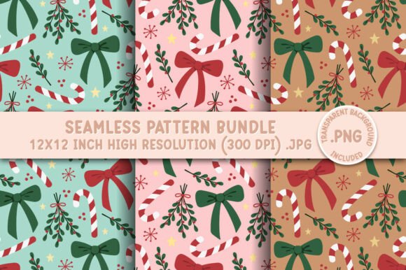 Christmas Coquette Bow Seamless Pattern – A Versatile Digital Design for Creative Projects