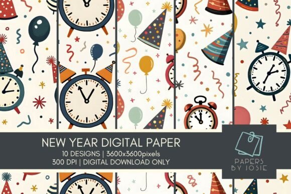 Clock New Year Digital Pattern Paper: A Creative Solution for Your Next Design Project