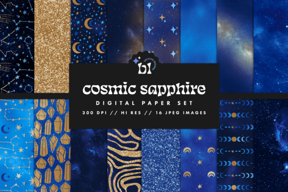 Cosmic Sapphire Galaxy Digital Paper: Elevating Your Creative Projects with Stunning Textures
