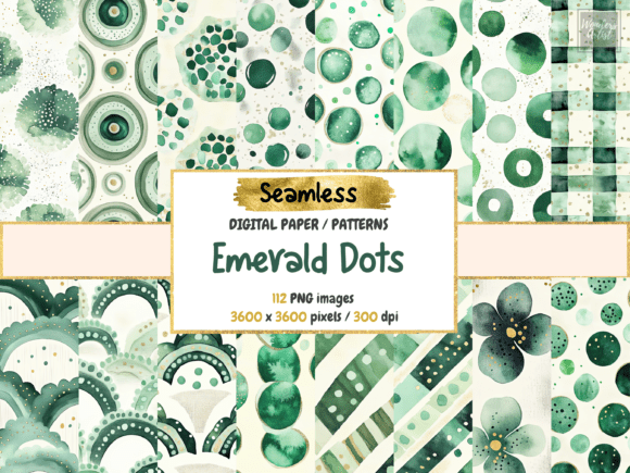Enhance Your Projects with Emerald Dots Seamless Digital Paper