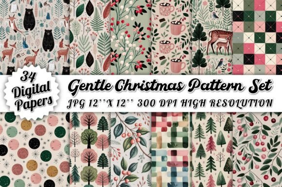 Gentle Christmas Pattern Set for Cozy Holiday Creations