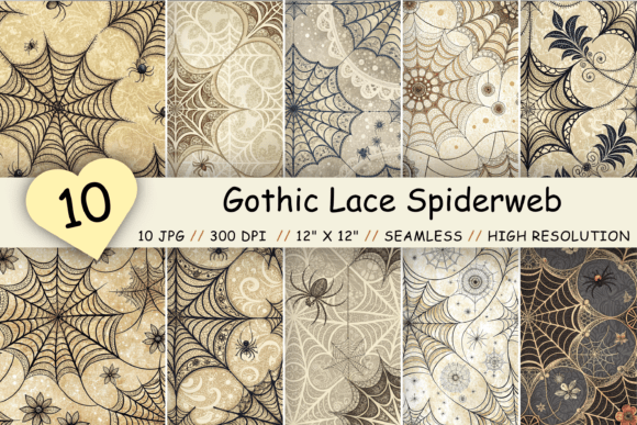 Gothic Lace Spiderweb Digital Paper – Elevate Your Creative Projects with Vintage Elegance