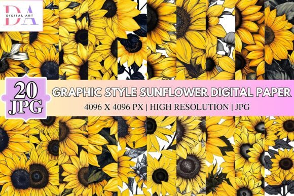 Graphic Style Sunflower Digital Paper: A Creative Tool for Modern Designers
