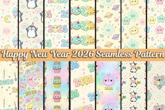 Happy New Year 2026 Seamless Pattern – Creative Design for All