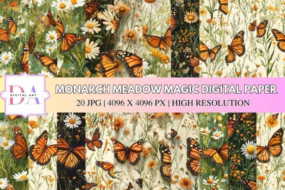 Monarch Meadow Magic Digital Paper: Bring Nature’s Beauty to Your Creative Projects
