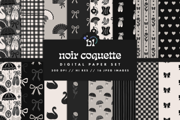 Noir Coquette Digital Paper for Creative Projects