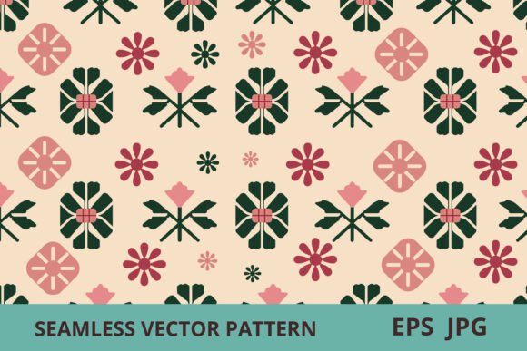 Retro Pink Green Geometric Floral: A Modern Homage to Vintage Design