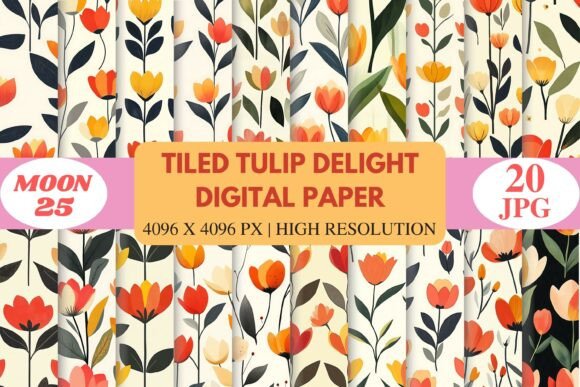 Tiled Tulip Delight Digital Paper