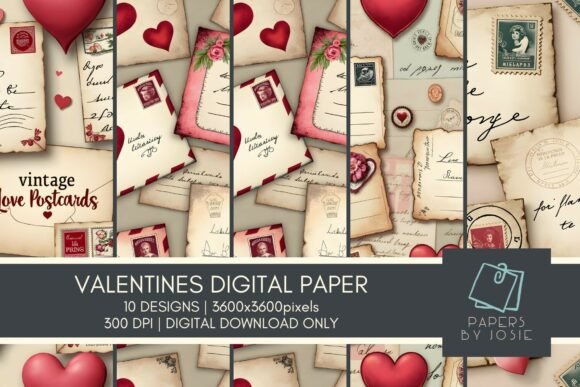 Vintage Love Letters Digital Paper: A Timeless Design Asset for Creative Projects
