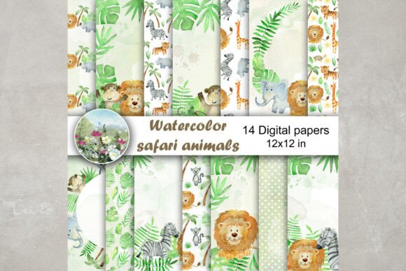 Watercolor Safari Animals Papers: A Versatile Creative Resource for Designers and Artists