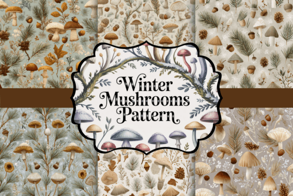 Winter Mushrooms Pattern for Creative Projects
